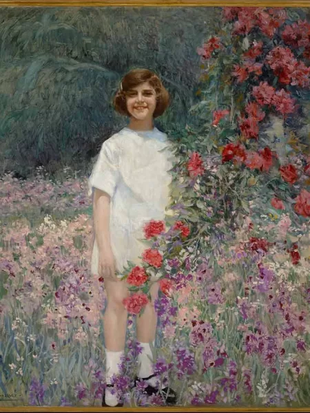 Retrato de niña en el jardin