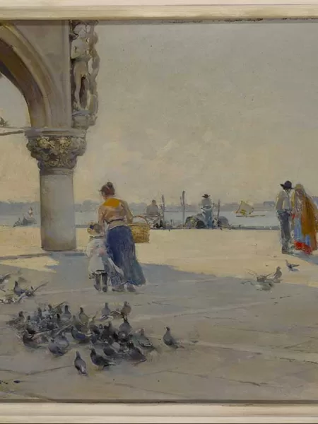 Dando de comer a las palomas. Venecia