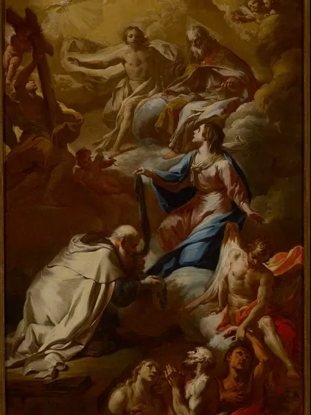 San Simón y el interceder de la virgen para las almas en el purgatorio